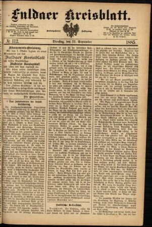 Ausgabe vom Dienstag, den 22. September 1885.