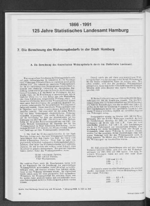 1866-1991: 125 Jahre Statistisches Landesamt Hamburg. Die Berechnung des Wohnungsbedarfs in der Stadt Hamburg