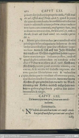 Caput LXII. De municipiorum iure feriarum nundinalium