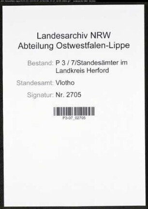 Heiratsregister Standesamt Vlotho
