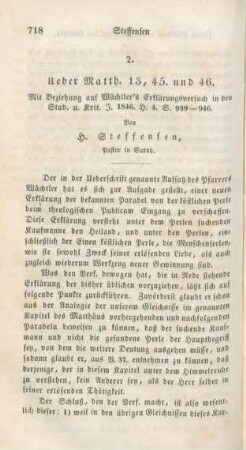 718-722 Über Matth. 13,45 und 46