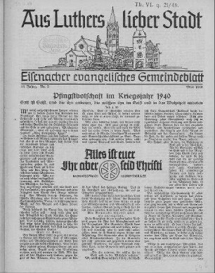Eisenacher evangelisches Gemeindeblatt : Mai 1940