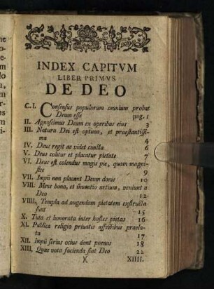 Index Capitvm Liber Primus De Deo