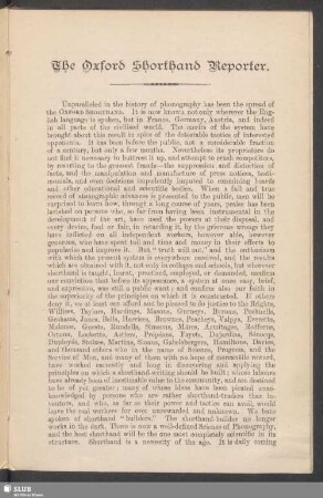 The Oxford Shorthand Reporter