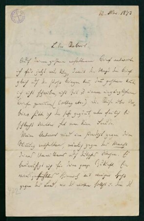 Brief vom 12. November 1873
