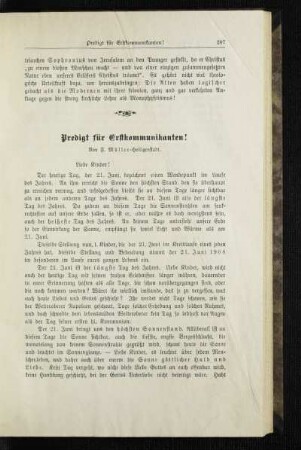 Predigt für Erstkommunikanten!