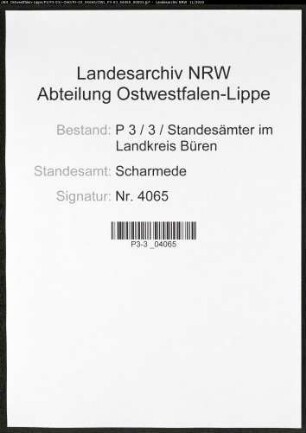 Sterberegister Standesamt Scharmede