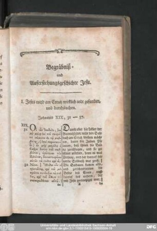 Begräbniß und Auferstehungsgeschichte Jesu.