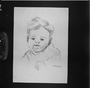 Kinderporträt : Kinderporträt. Kohlezeichnung (1970; E. Richter). Dresden-Striesen, Borsbergstraße 11, Atelier der Künstlerin
