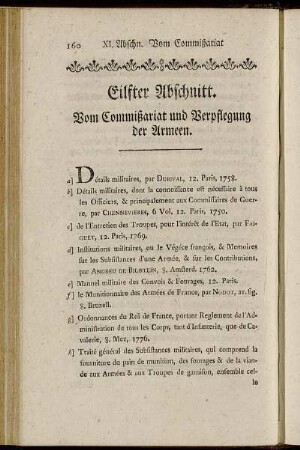 Eilfter Abschnitt. Vom Commißariat und Verpflegung der Armeen.