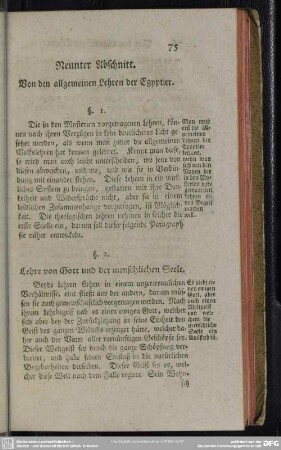 Neunter Abschnitt. Von den allgemeinen Lehren der Egyptier