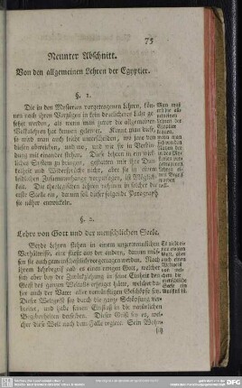 Neunter Abschnitt. Von den allgemeinen Lehren der Egyptier