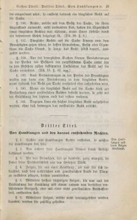 Dritter Titel. Von Handlungen und den daraus entstehenden Rechten