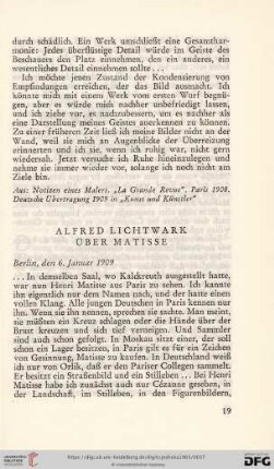 Alfred Lichtwark über Matisse