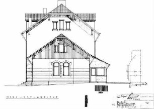 Isny: Empfangsgebäude Stellwerksanbau Nordostansicht