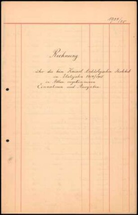 Abrechnung 1904/1905