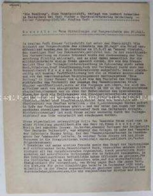 Maschinenschriftliche Abschrift eines Artikels der Monatsschrift "Die Wandlung" über das Attentat vom 20. Juli 1944