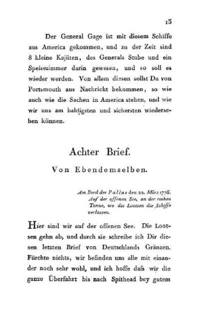8. Von Ebendemselben - Am Bord der Pallas den 22. März 1776