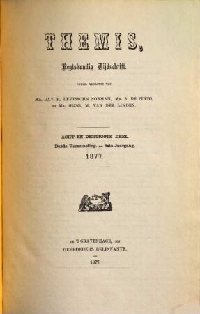 Themis. 38. 1877, Nr. 1 - 4 = Verzameling 3, Jg. 8