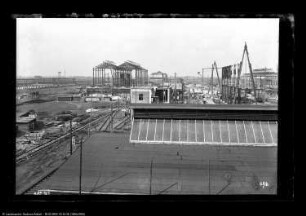 Gesamtblick Bau Me 43 Wasserturm, Me 1 Wassergasanlage, Me 4 Dampfkesselhaus, Me 30 Betriebswerkstatt, Me 111 Zentralstation für Kohlen- und Koksförderanlage
