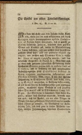 Die Epistel am elften Trinitatissonntage. 1 Kor. 15, V.1-11