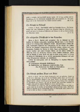 Die erfolgreiche Osterschlacht in den Karpathen.