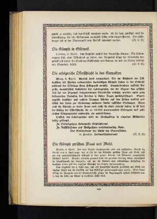Die erfolgreiche Osterschlacht in den Karpathen.