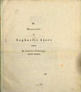 Dissertatio de Sophoclis Ajace