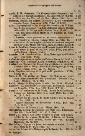Katalog des antiquarischen Bücherlagers, 12. Geschichte, Geographie und Reisen