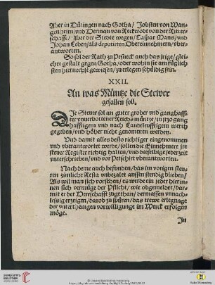 XXII. An was Müntze die Stewer gefallen soll