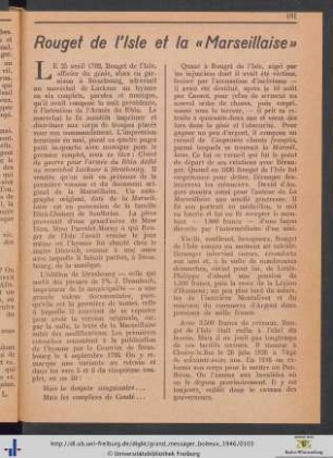 Rouget de l'Isle et la "Marseillaise".