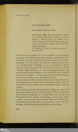 13. Kapitel: 1947, Höhepunkt
