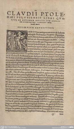 Claudii Ptolemaei Pelusiensis Libri Quatuor de Astrorum Iudiciis