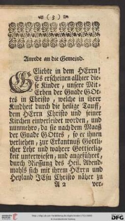 Anrede an die Gemeind