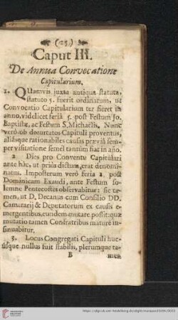 Caput III: De annua convocatio capitularium