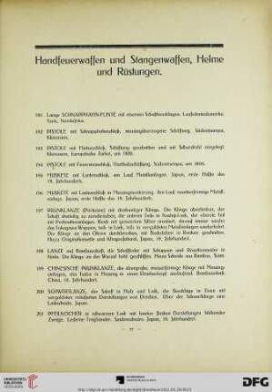 Handfeuerwaffen und Stangenwaffen, Helme und Rüstungen (191-213)