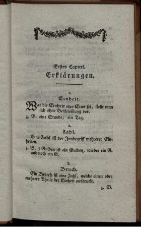Erstes Kapitel. Erklärungen.