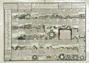 Le jeu des fortifications : Le jeu des fortifications. Kupferstich, koloriert; 49,4 x 69 cm. um 1698