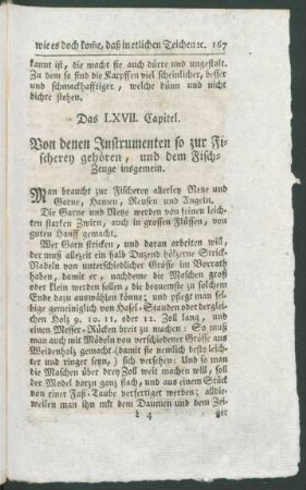 Das LXVIII. Capitel. Von denen Instrumenten so zur Fischerey gehören, und dem Fisch-Zeuge insgemein