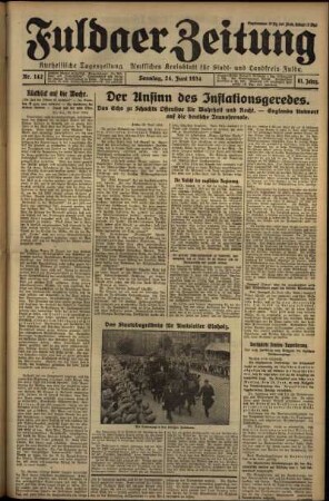 Erste Ausgabe vom Sonntag, den 24. Juni 1934.