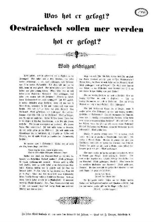 Was hot er gesogt? Oestraichsch sollen mer werden hot er gesogt?