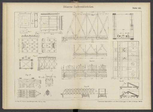 Tafel III. Hölzerne Fachwerkbrücken.