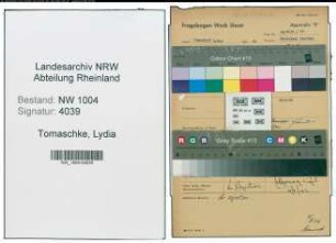 Entnazifizierung Lydia Tomaschke , geb. 23.10.1897 ()