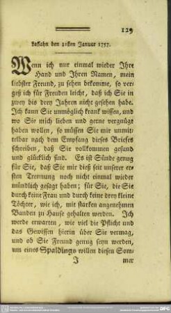 Lassahn den 31sten Januar 1757