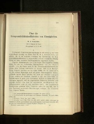 Über die Kompressibilitätskoeffizienten von Flüssigkeiten.