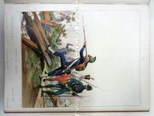 Uniformdarstellung, Freiwillige, Jäger und Gemeine der Leichten Infanterie, Erste Republik Frankreich, 1793. Tafel No. 33: Uniformes Française.