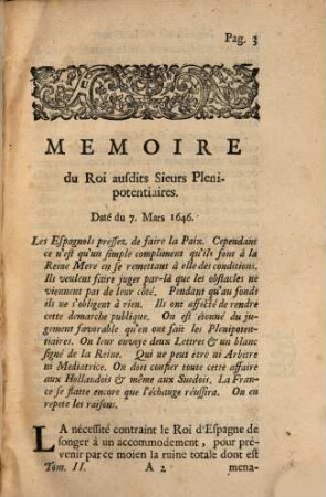 Mémoires et négociations secrètes de la cour de France touchant la paix de Munster, 2