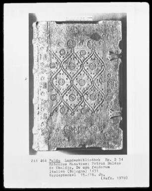 Antonius Minutius, Petrus Baldus de Ubaldis, De usu feudorum —