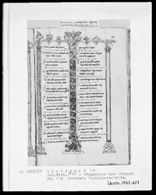 Evangeliar aus Alspach (Elsass) — Capitulare-Seite, Folio 114recto