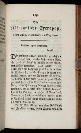 16tes Stück. Sonnabend d. 1. May 1779.